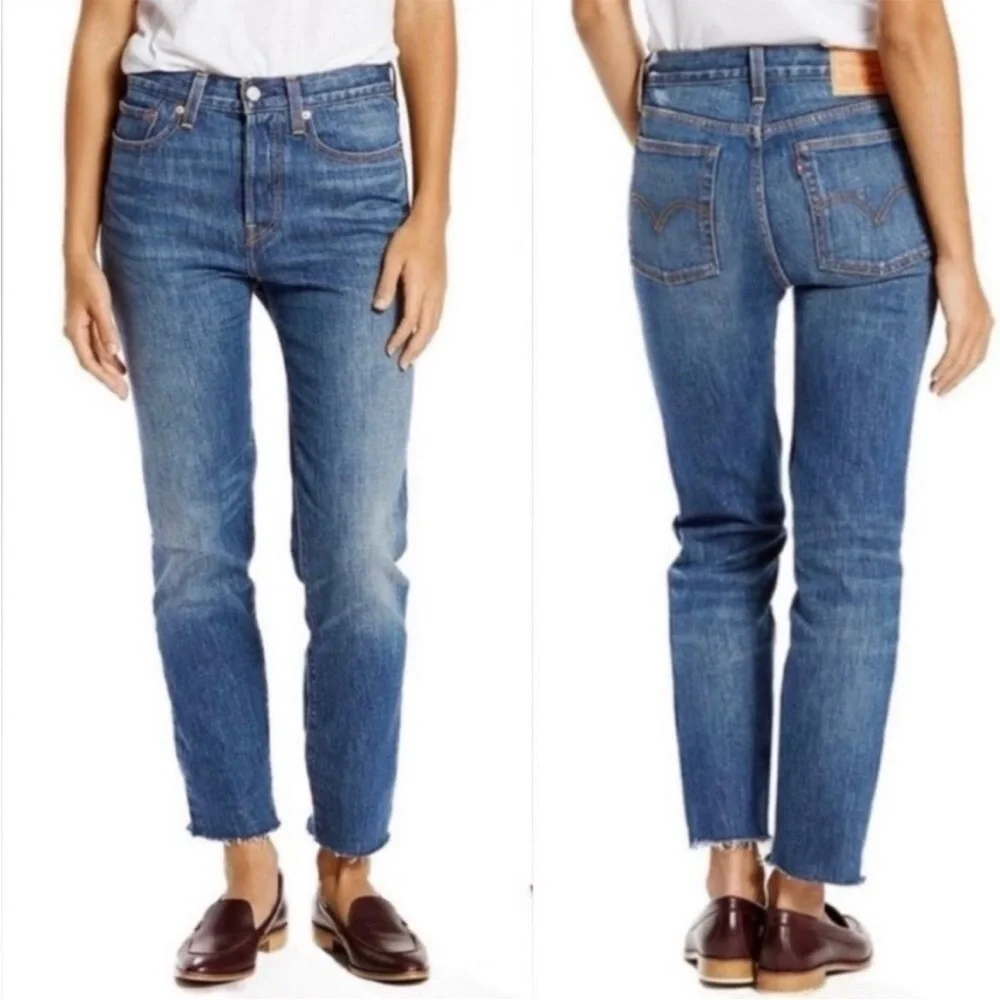 Levi’s White Oak Cone Denim Women’s 27 Blue Jeans Straight Leg Hidden Button Fly